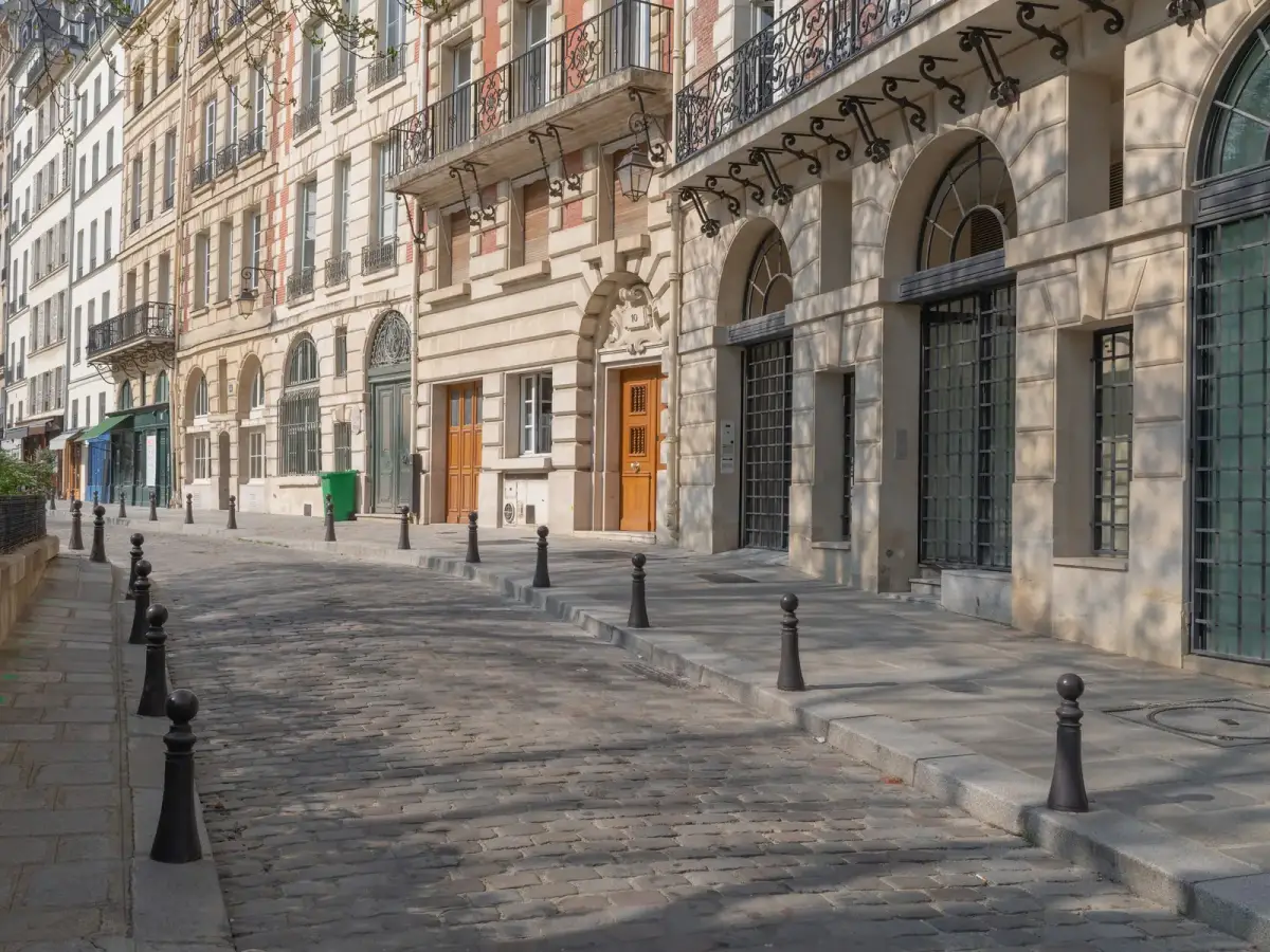 Cobbled street and Haussmannian façades