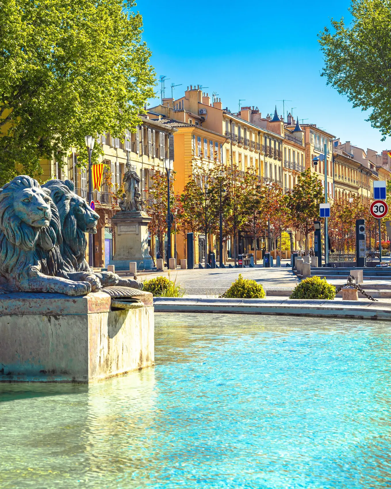 The Rotonde fountain and the cours Mirabeau in Aix-en-Provence