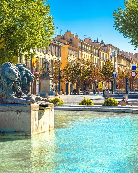 The Rotonde fountain and the cours Mirabeau in Aix-en-Provence