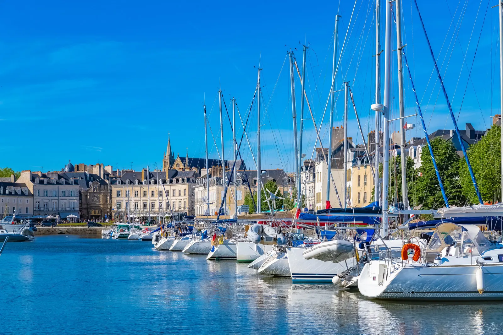 The port of Vannes and its sailing boats, in Brittany