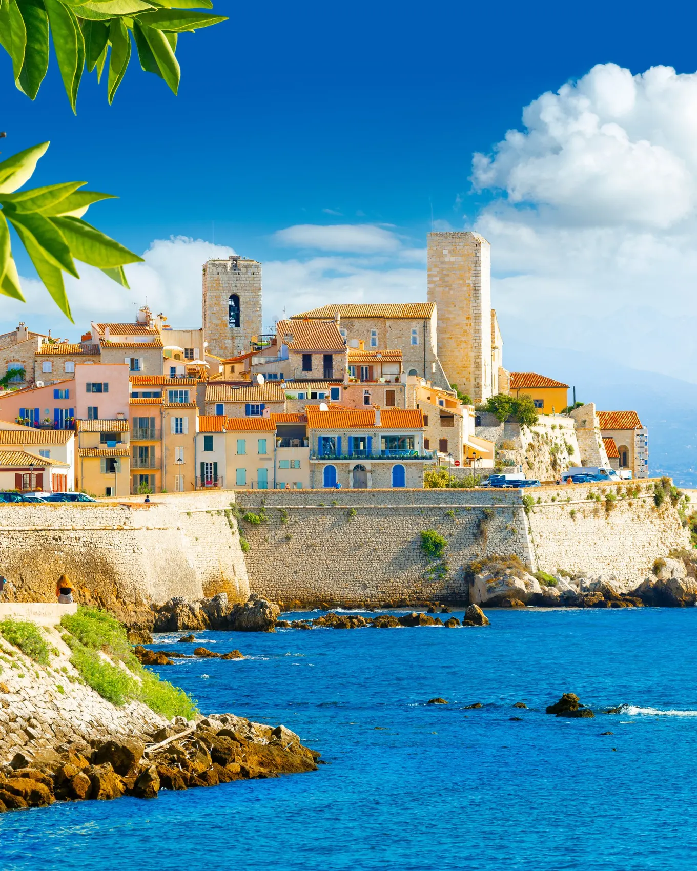 The old town of Antibes and its ramparts above the sea
