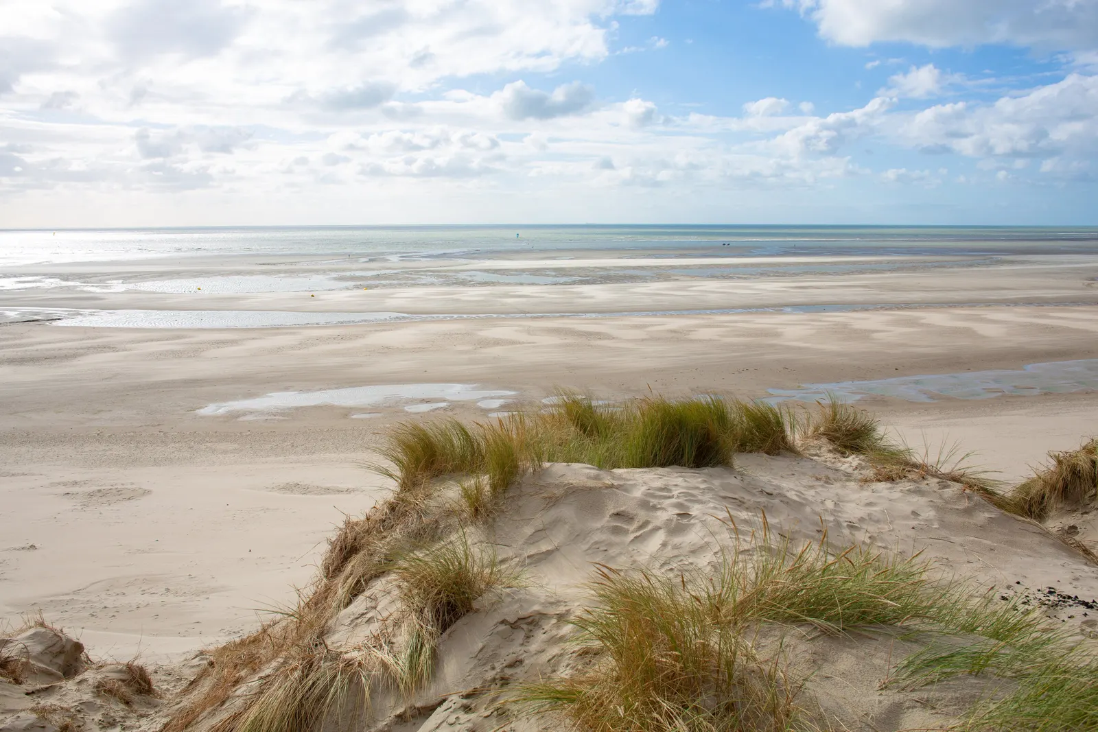 The dunes and the long beach at low tide, in Le Touquet-Paris-Plage