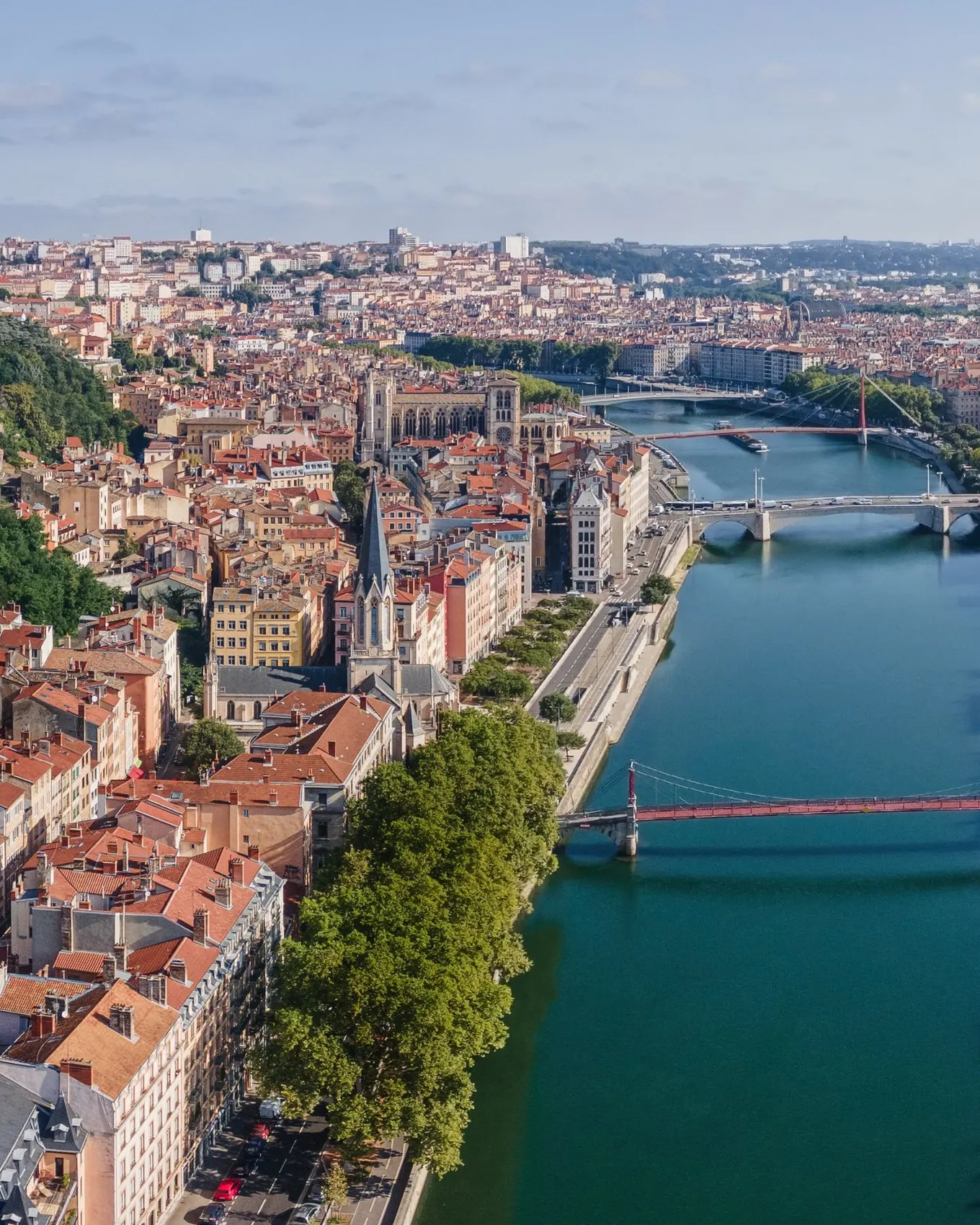 Lyon and its quays seen from the Basilica of Fourvière