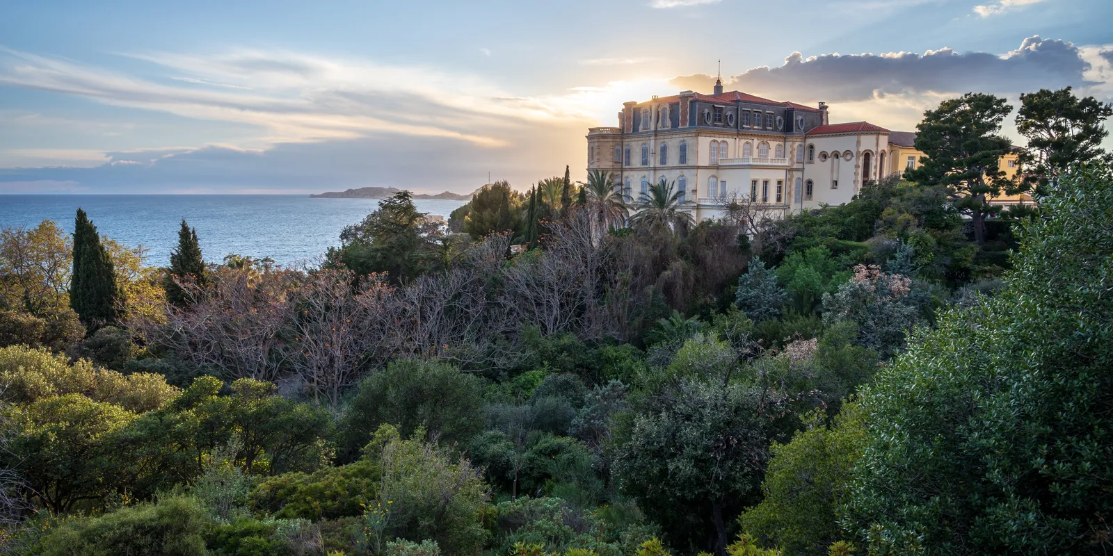 A Belle Époque villa and its gardens above the sea, on the Corniche Kennedy in Marseille
