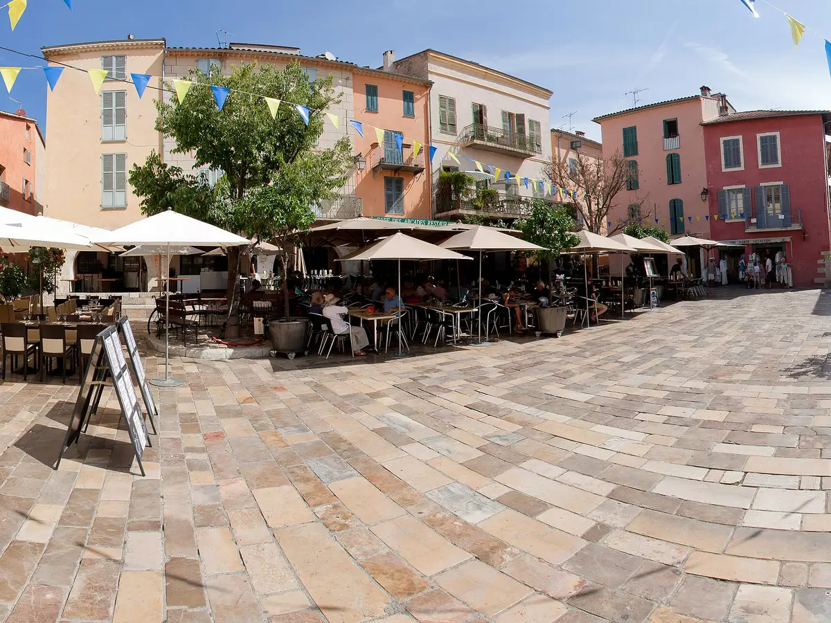 The place des Arcades of Valbonne, heart of the sixteenth-century village