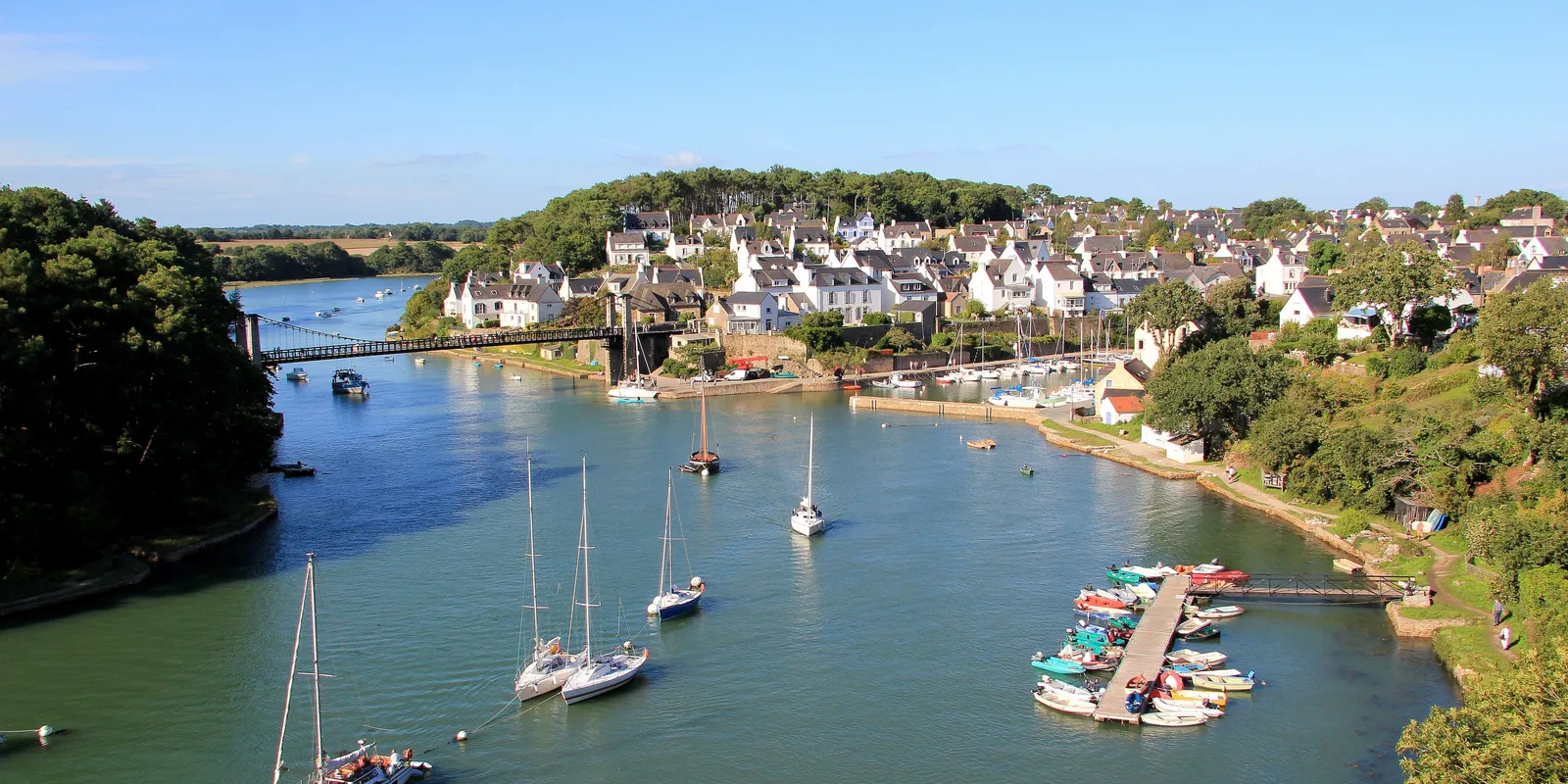 A river port on the Gulf of Morbihan and its sailing boats at anchor