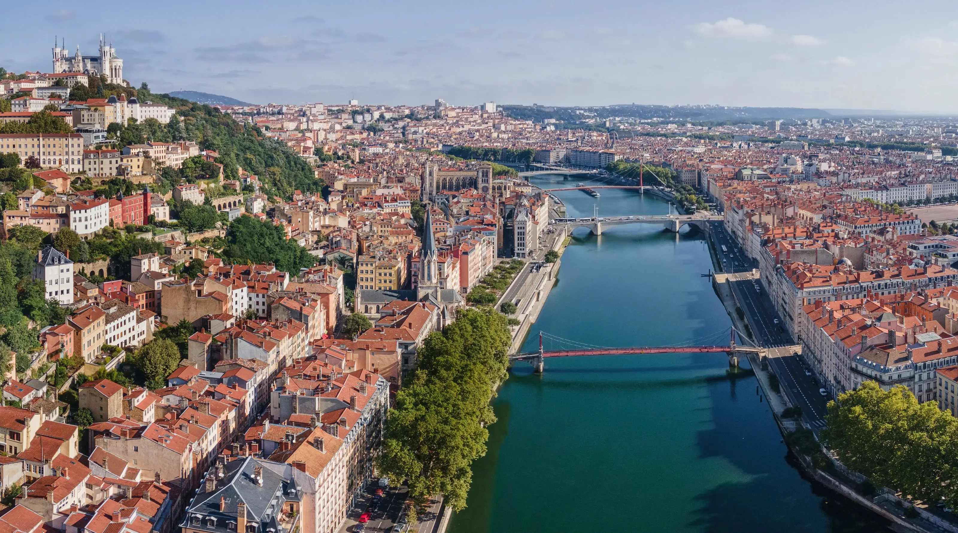 Lyon et ses quais vus de la basilique de Fourvière