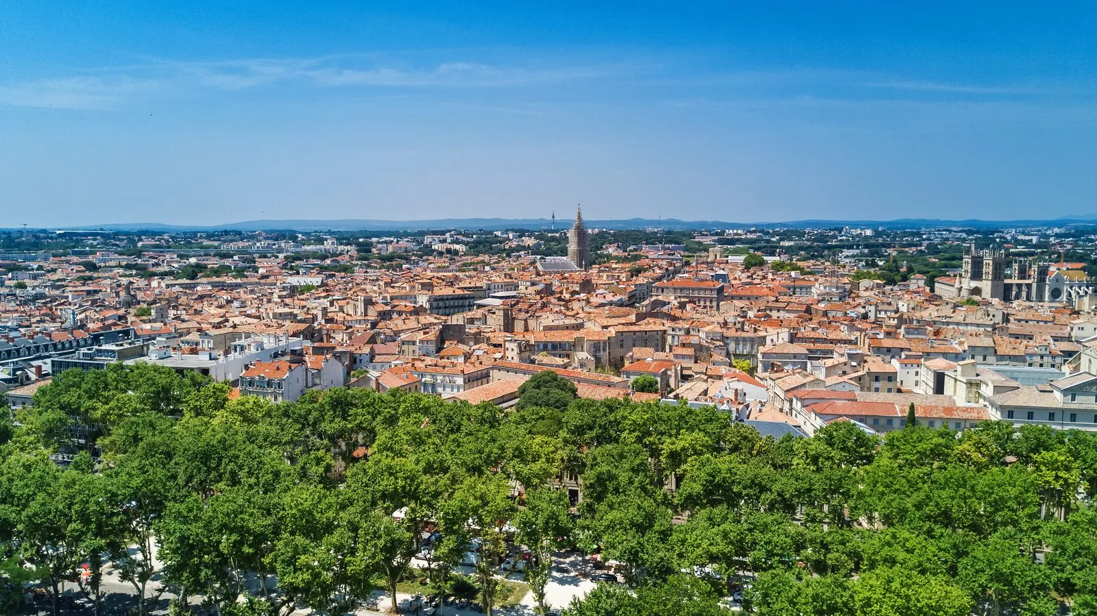 Les toits de Montpellier et la cathédrale Saint-Pierre, vue panoramique