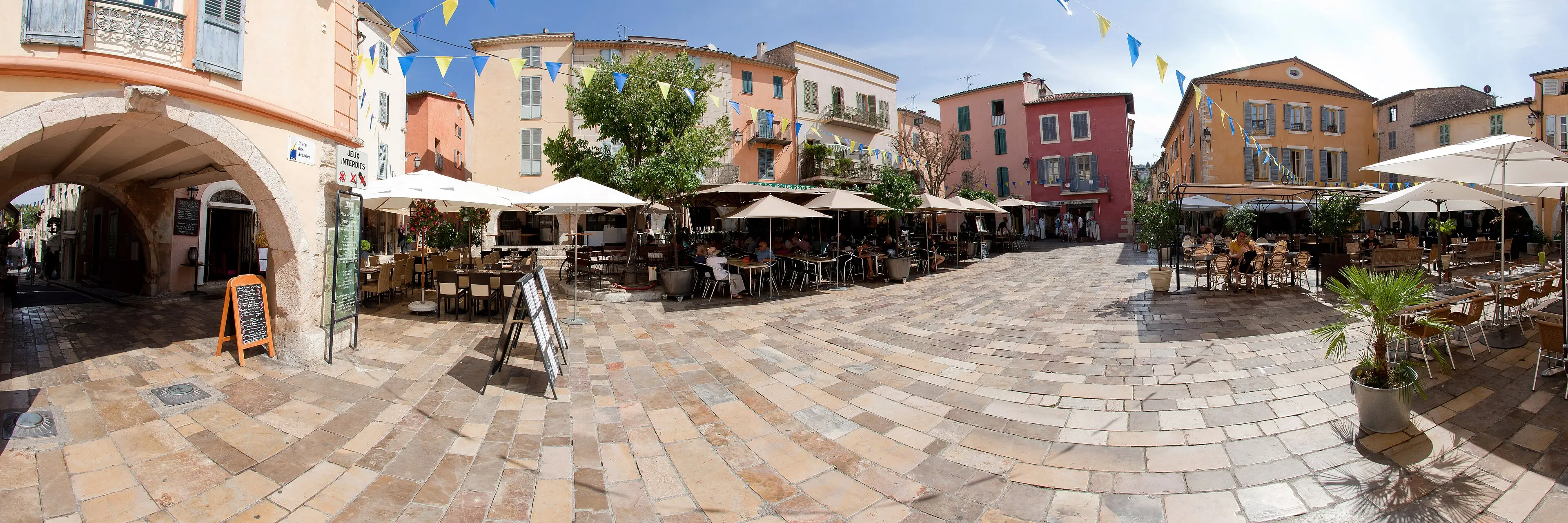The place des Arcades of Valbonne, heart of the sixteenth-century village